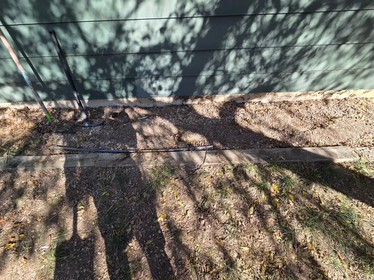 The same garden bed with the lumber and bench hauled off